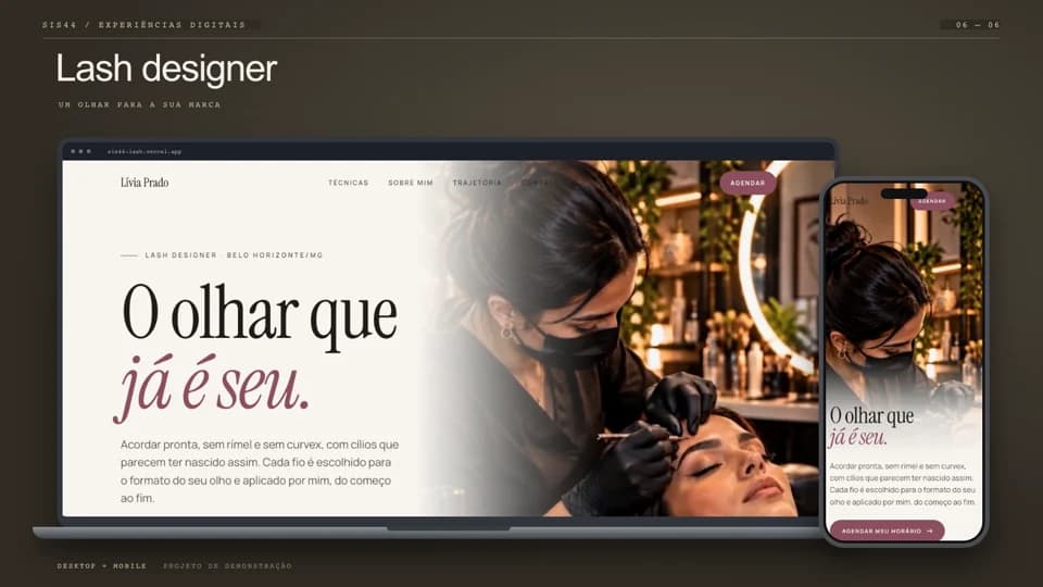 Preview do site Lash designer